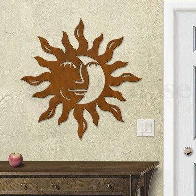 Celestial Theme Sun Face Eclipse Metal Wall Art - Extra Large Size