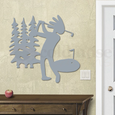 Golf Theme Kokopelli Tree Line Golfer Metal Wall Art - Extra Large Size