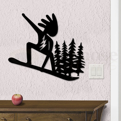 Sports Theme Kokopelli Snowboarder Metal Wall Art - Large Size