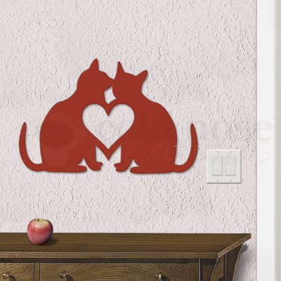 Cat Theme Love Cats Metal Wall Art - Large Size