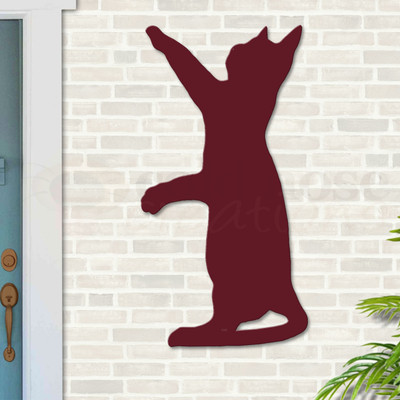 Cat Theme Reaching Cat Metal Wall Art - XXL Size