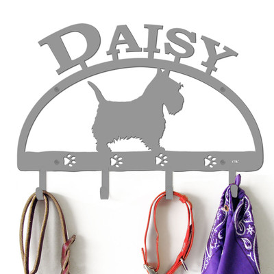 Scottish Terrier Personalized Leash Organizer Wall Hooks- Choose Color or Paint it Yourself - dog block primer