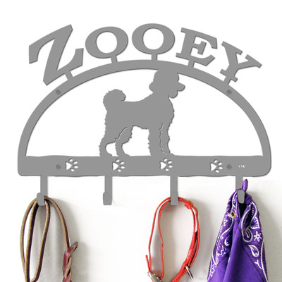 Miniature Poodle Personalized Leash Organizer Wall Hooks- Choose Color or Paint it Yourself - dog block primer