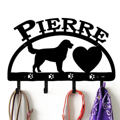 Nova Scotia Duck Trolling Retriever Personalized Leash Organizer Wall Hooks- Choose Color or Paint it Yourself - heart block black