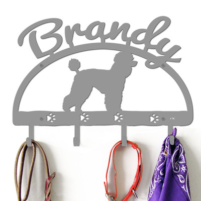 Standard Poodle Personalized Leash Organizer Wall Hooks- Choose Color or Paint it Yourself - dog script primer