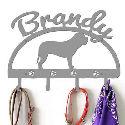 Dogues De Bordeaux Personalized Leash Organizer Wall Hooks- Choose Color or Paint it Yourself - dog script primer