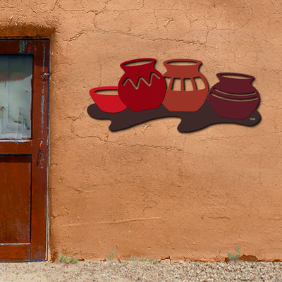 Southwest Decor 40in Red Pots Gallery Collection Wall Art