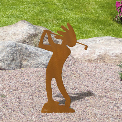 Golf Theme Kokopelli Golfer 18-30in Rust Metal Garden Art