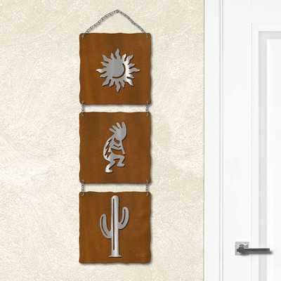 Southwest Decor Sun - Kokopelli - Cactus Hanging Panels Metal Wall Art