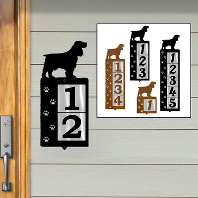 Dog Breed Cocker Spaniel Reflective Address Number Tiles - Choose Color and Size