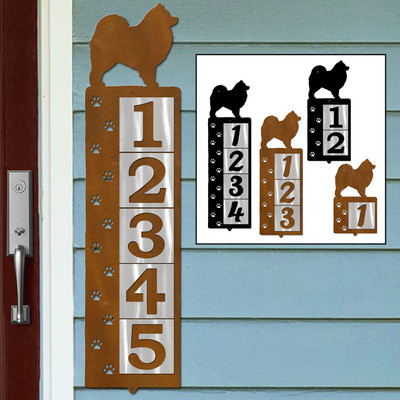 Dog Breed Samoyed Reflective Address Number Tiles - Choose Color and Size