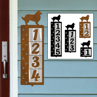Dog Breed Collie Reflective Address Number Tiles - Choose Color and Size