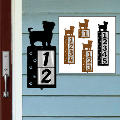 Dog Breed Morkie Reflective Address Number Tiles - Choose Color and Size