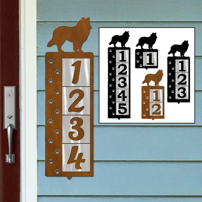 Dog Breed Shetland Sheepdog Reflective Address Number Tiles - Choose Color and Size