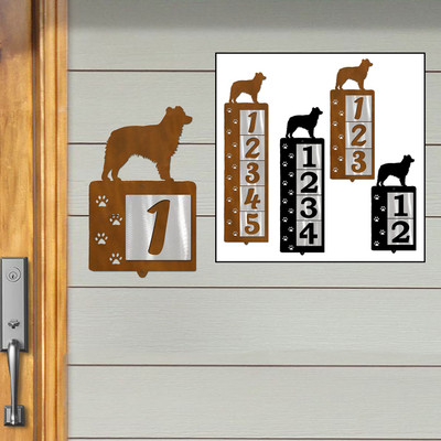 Dog Breed Australian Shepherd Reflective Address Number Tiles - Choose Color and Size