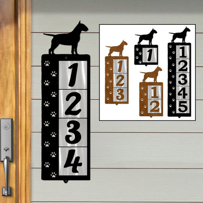 Dog Breed Bull Terrier Reflective Address Number Tiles - Choose Color and Size