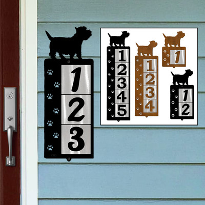 Dog Breed West Highland White Terrier Reflective Address Number Tiles - Choose Color and Size