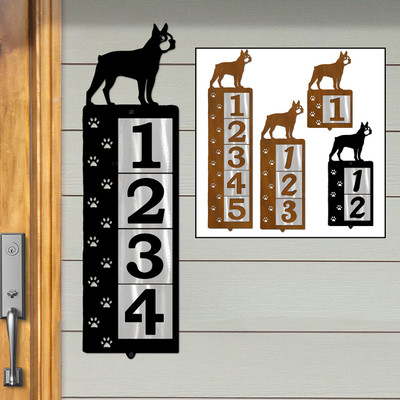 Dog Breed Boston Terrier Reflective Address Number Tiles - Choose Color and Size