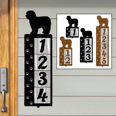 Dog Breed Old English Sheepdog Reflective Address Number Tiles - Choose Color and Size