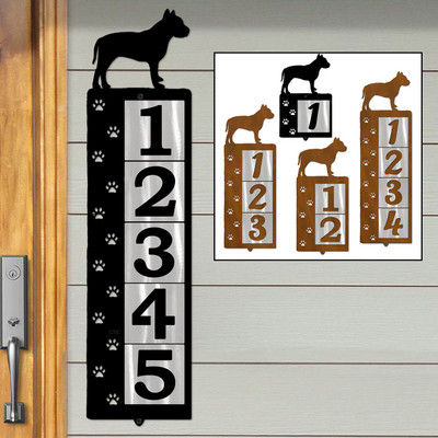 Dog Breed Pitbull Terrier Reflective Address Number Tiles - Choose Color and Size
