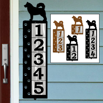 Dog Breed Alaskan Malamute Reflective Address Number Tiles - Choose Color and Size