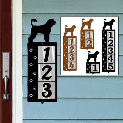 Dog Breed Portuguese Water Dog Reflective Address Number Tiles - Choose Color and Size