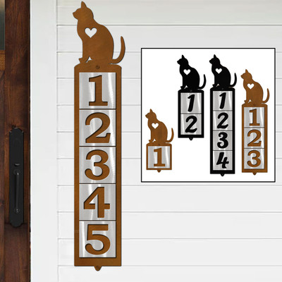 Cat Theme Love Cats Reflective Address Number Tiles - Choose Color and Size