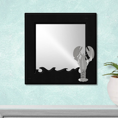 Coastal Decor Lobster 16in Wide Accent Mirror - Satin Black