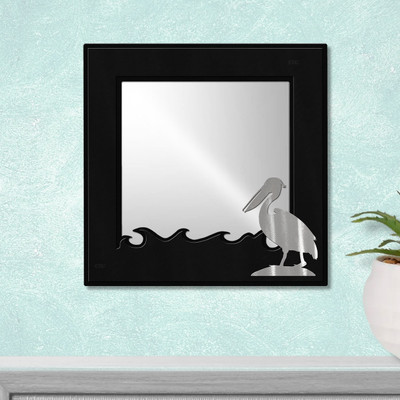 Coastal Decor Pelican 16in Wide Accent Mirror - Satin Black