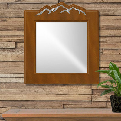 Lodge Decor Mountains 16in Wide Accent Mirror - Rust Patina
