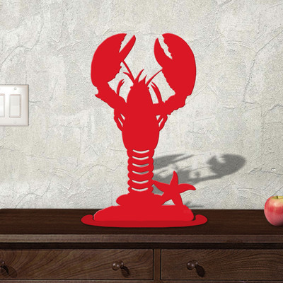 Coastal Decor Lobster 21in W x 8in H Metal Tabletop Sculpture - Choose Color