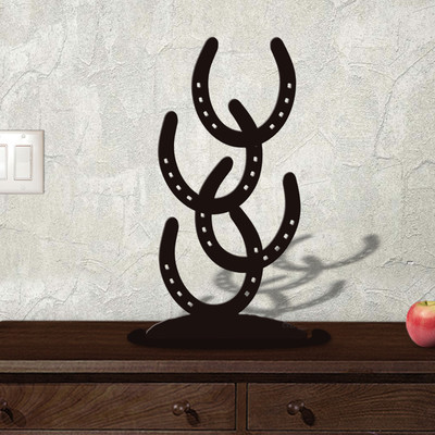 Western Decor Horseshoes 21in W x 8in H Metal Tabletop Sculpture - Choose Color