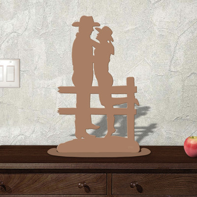 Western Decor Cowboy Lovers 21in W x 8in H Metal Tabletop Sculpture - Choose Color