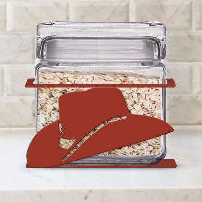 Western Decor Cowboy Hat  1-Quart Glass Canister with Metal Base - Choose Color