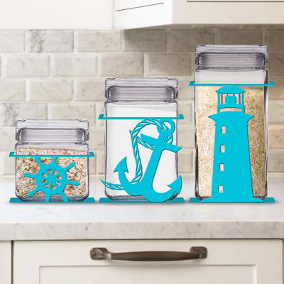 Coastal Decor Sailing  3-Piece Kitchen Canister Set - Choose Color