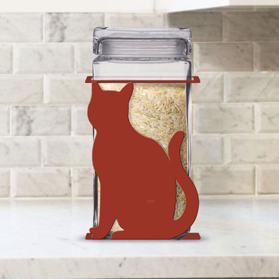 Cat Theme Sitting Cat  2-Quart Glass Canister with Metal Base - Choose Color