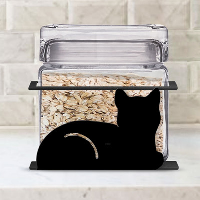 Cat Theme Meatloaf Cat  1-Quart Glass Canister with Metal Base - Choose Color