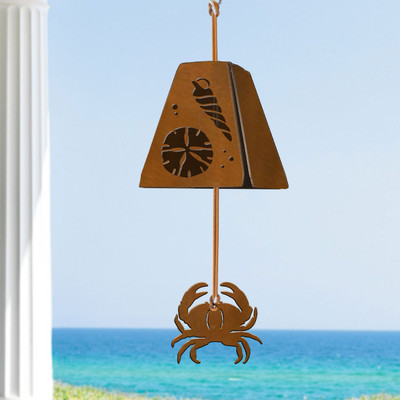 Coastal Decor Seashells and Crab Rustic Metal Wind Chimes