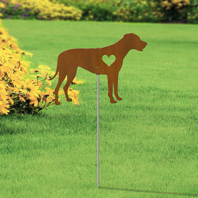 Rhodesian Ridgeback Heart Silhouette 12in Wide Pirouette Yard or Garden Stake