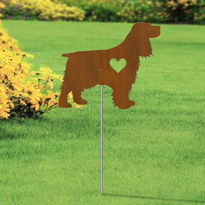 Cocker Spaniel Heart Silhouette 12in Wide Pirouette Yard or Garden Stake