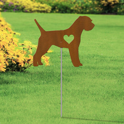 Border Terrier Heart Silhouette 12in Wide Pirouette Yard or Garden Stake