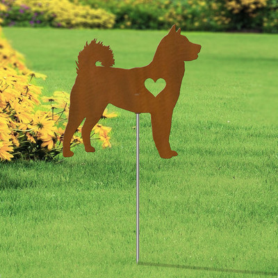 Akita Heart Silhouette 12in Wide Pirouette Yard or Garden Stake
