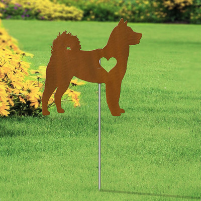 Sheba Inu Heart Silhouette 12in Wide Pirouette Yard or Garden Stake