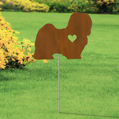 Havanese Heart Silhouette 12in Wide Pirouette Yard or Garden Stake