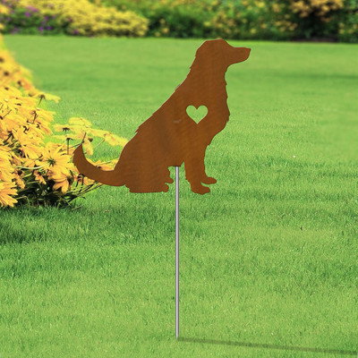 Golden Retriever Heart Silhouette 12in Wide Pirouette Yard or Garden Stake