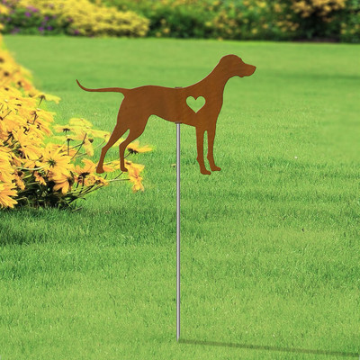 Vizsla Heart Silhouette 12in Wide Pirouette Yard or Garden Stake