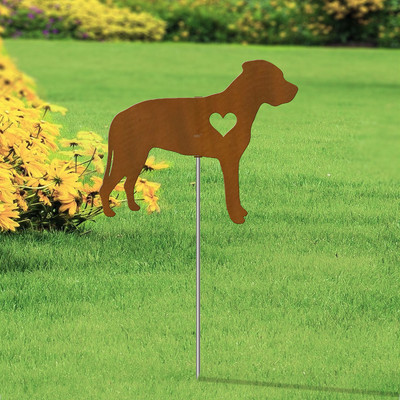 Dogo Argentino Heart Silhouette 12in Wide Pirouette Yard or Garden Stake