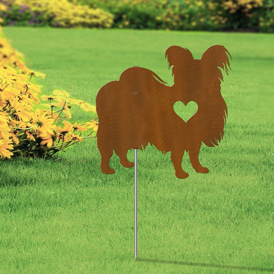 Papillon Heart Silhouette 12in Wide Pirouette Yard or Garden Stake