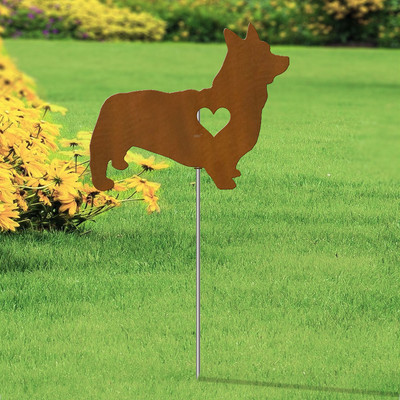 Pembroke Welsh Corgi Heart Silhouette 12in Wide Pirouette Yard or Garden Stake