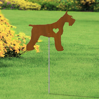 Giant Schnauzer Heart Silhouette 12in Wide Pirouette Yard or Garden Stake